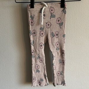 Zara Floral Ribbed Flare Pants